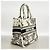 Borsa Tote Christian Dior in tela bianca e nera - vista 2