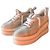 Sneakers Miu Miu in tela argento con zeppa