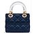 Dior Mini Lady Dior Borsa blu navy seta - vista 4