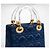 Dior Mini Lady Dior Borsa blu navy seta - vista 5