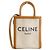 Céline Celine Mini Vertical Cabas Bolsa em lona de algodão e couro de bezerro