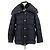Prada Marineblauer Daunenmantel mit Pelzkragen