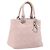 Christian Dior Cannage Lady Dior Hand Bag Lamb Skin Pink Silver
