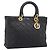 Christian Dior Lady Dior Canage Hand Bag Leather Black Gold Tone