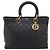Christian Dior Lady Dior Canage Hand Bag Leather Black Gold Tone - vista 13