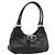 PRADA Schultertasche Leder Schwarz Silber