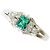 Autre Marque PT900 Platin-Bandring mit Diamant und Smaragd