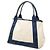 Balenciaga Cabas Tote S in tela bianca e blu navy - vista 2