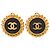Orecchini a clip rotondi smaltati Chanel Gold CC placcati oro
