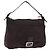 FENDI Mamma Baguette Shoulder Bag Cotton Jersey Brown Silver