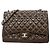 Borsa a tracolla Chanel in pelle verniciata marrone