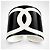 Chanel 2004 CC Bracciale Rigido in Resina Nero e Bianco - vista 3
