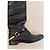 Dior Botas Altas de Cuero Negro con Hebilla Dorada - vista 2