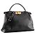 FENDI - Borsa a mano Peekaboo medium Fendi in pelle liscia nera - vista 2