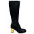Chloé Botas altas de cuero negras Chloe con tacón dorado - vista 2