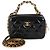 Borsa Mini Vanity con catena in pelle vernice matelassé nera Chanel