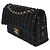 Borsa Chanel Medium Classic Double Flap in tweed nero e vernice intrecciata - vista 3