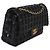 Borsa Chanel Medium Classic Double Flap in tweed nero e vernice intrecciata - vista 4