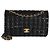 Borsa Chanel Medium Classic Double Flap in tweed nero e vernice intrecciata - vista 8