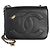 Borsa a patta Chanel CC Mania in pelle di agnello nera