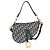 Borsa Saddle Media Christian Dior in Jacquard Oblique Blu Navy - vista 8