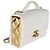 Bolsa de aba Mini Golden Plate em pele de cordeiro acolchoada branca Chanel - vista 4