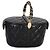 Borsa vanity Chanel in pelle di vitello matelassé lucida nera con doppio manico superiore - vista 3