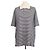 Loro Piana Polo a righe in lino blu navy e beige chiaro