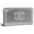 CHANEL Long Wallet Leather Silver CC