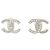 Orecchini a clip Chanel Silver CC placcati in argento con perle sintetiche e strass