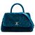 Borsa Chanel Blue Mini Chevron Shearling Coco Top Handle