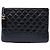 Chanel Pochette Gabrielle O Case in pelle di vitello invecchiata matelassé nera Medium