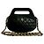 Bolsa de mão redonda Chanel Black CC em pele de cordeiro acolchoada com asa superior