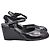 Décolleté wedge Chanel con paillettes nere in pelle nera