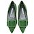 Manolo Blahnik Maysale Point-Toe Flats in Green Suede - vista 5
