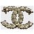 Spilla Chanel Logo Doppia C con Perle e Strass Dorata - vista 4