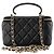 CHANEL - Borsa a tracolla Chanel Vanity Top Handle in pelle liscia nera - vista 3