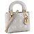 DIOR - Borsa a tracolla Lady Dior mini in pelle cannage metallizzata grigia - vista 2