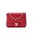 CHANEL - Borsa a tracolla Classique/Timeless Mini Square Chanel in pelle liscia rosso lampone