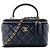 CHANEL - Borsa a tracolla Vanity Top Handle in pelle liscia blu navy