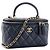 CHANEL - Borsa a tracolla Vanity Top Handle in pelle liscia blu navy - vista 2