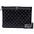 Chanel Boy O Case Medium Clutch aus schwarzem gestepptem Lackleder - Ansicht 7