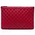Clutch Chanel Large Quilted Lambskin O Case Rossa