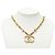 Collana con pendente Chanel CC placcata oro e strass - vista 7