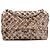 Borsa a tracolla Chanel CC in raso beige trapuntata con paillettes