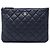 Clutch Chanel Small Quilted Caviar O Case Blu