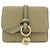 Chloé Billetera Compacta Chloe de Piel Small Tri-fold C-charm Khaki