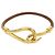 Hermès HERMES Jumbo Choker Braccialetto in Pelle e Metallo Marrone Oro