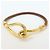 Hermès HERMES Jumbo Choker Braccialetto in Pelle e Metallo Marrone Oro - vista 5