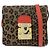 FENDI Borsa a Tracolla 2Way e Cintura in Tela Leopardata e Pelle Marrone Rosso